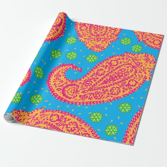 Colorful Paisley Mönster Presentpapper (Utrullad)