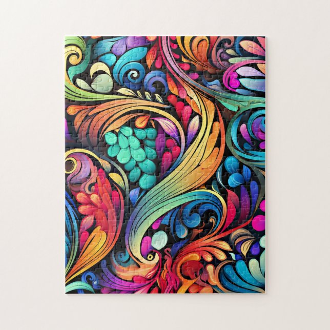 Colorful Paisley Mönster Pussel (Vertikal)