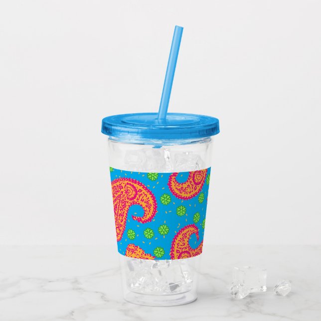 Colorful Paisley Mönster Take Away Mugg (Baksida Ice)