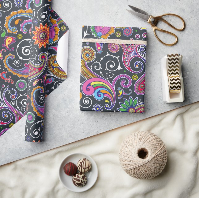 Colorful Paisley, Paisley Mönster, Persian Paisley Presentpapper (Hantverk)
