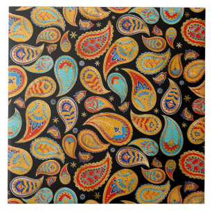 Colorful Paisley Pattern Kakelplatta