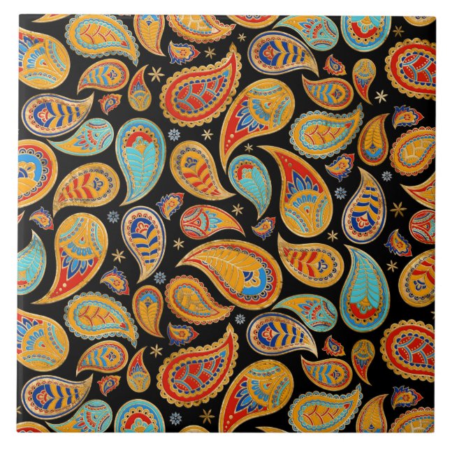 Colorful Paisley Pattern Kakelplatta (Framsidan)
