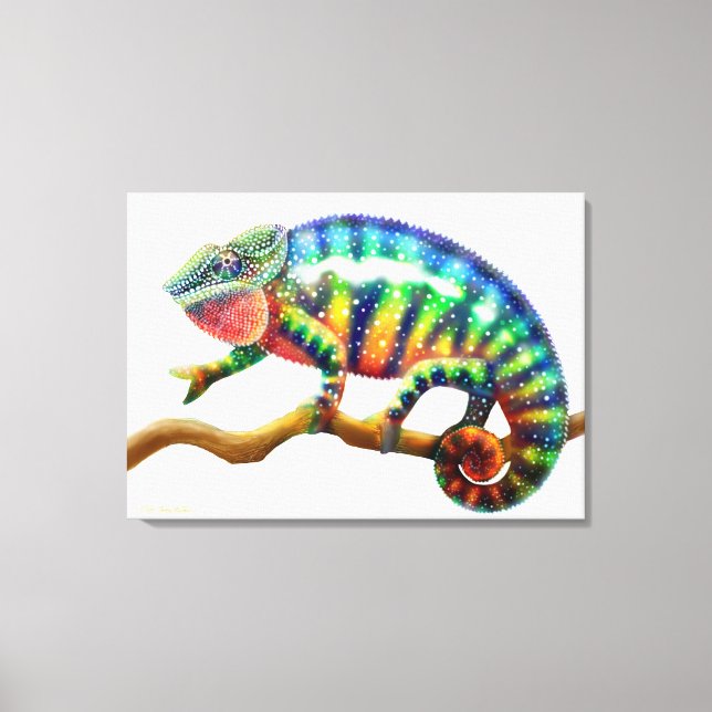 Colorful Panther Chameleon Lizard Wrapped Canvas (Framsida)