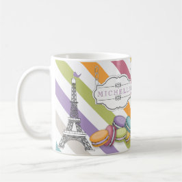 Colorful Paris Macarons Eiffel Torn Monogram Kaffemugg