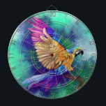 Colorful Parrot Dart Board Darttavla<br><div class="desc">Mörkare tavlor med vacker färgstark papegoja - MIGNERAD färgdesign</div>