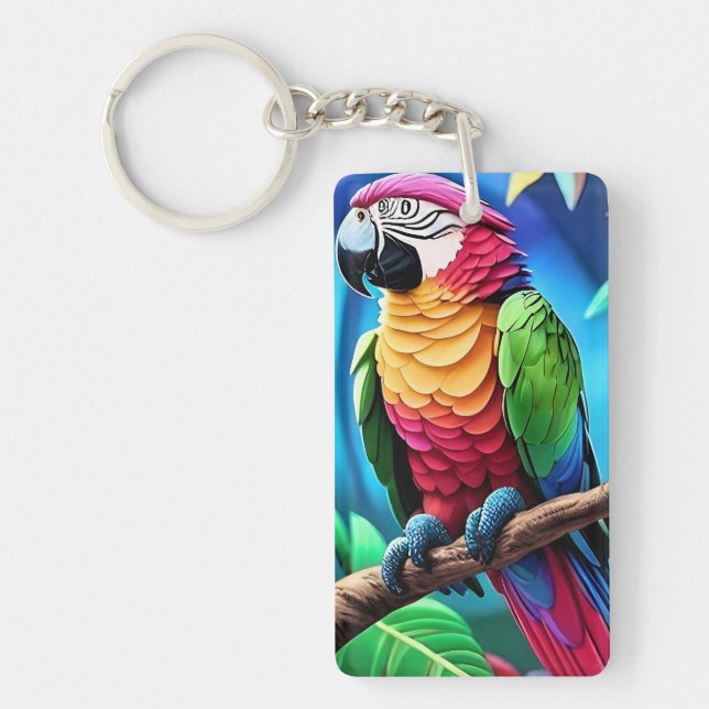 Colorful Parrot Macaw Bird Nyckelring (Framsidan)