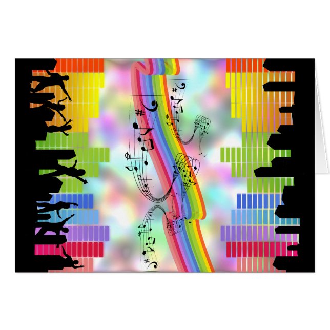 Colorful Party Music Hälsningskort (Framsidan Horizontal)