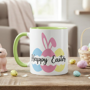 Colorful Pastel Bunny och Eggs Glad påsk Mugg