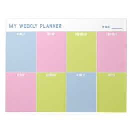 Colorful Pastel Custom Weekly Planner Anteckningsblock