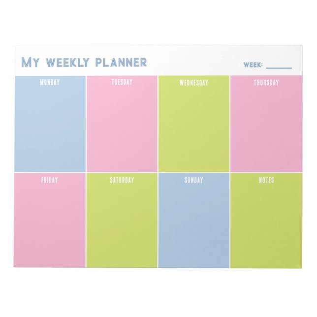 Colorful Pastel Custom Weekly Planner Anteckningsblock (Framsida)