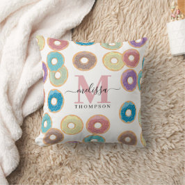 Colorful Pastel Donuts & Sprinkles Monogram Kudde