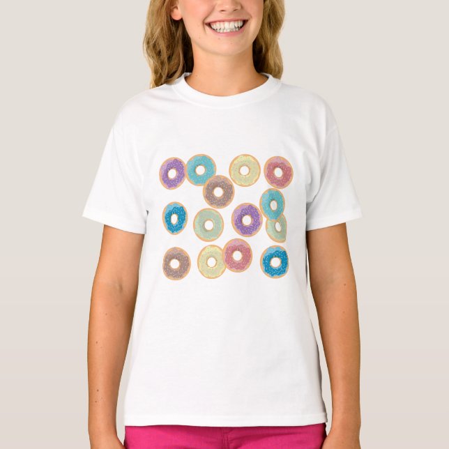 Colorful Pastel Doughnut & Sprinkles Mönster T Shirt (Framsida)