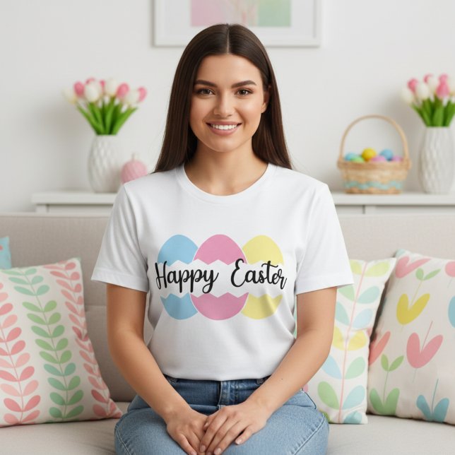 Colorful Pastel Eggs Glad påsk T Shirt (Colorful Pastel Eggs Happy Easter T-Shirt)