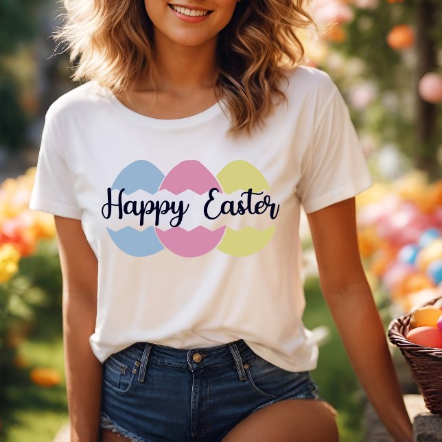 Colorful Pastel Eggs Glad påsk T Shirt (Colorful Pastel Eggs Happy Easter T-Shirt)