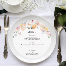 Colorful Pastel Floral Wedding Meny