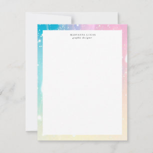 Colorful Pastel Rain Monogram Anteckningskort
