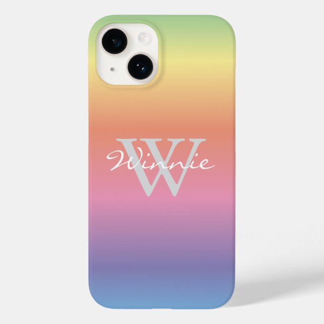 Colorful Pastel Rainbow Färg Monogram (Baksida)