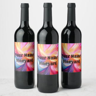 Colorful Pastel Silk Vinflaska Etikett