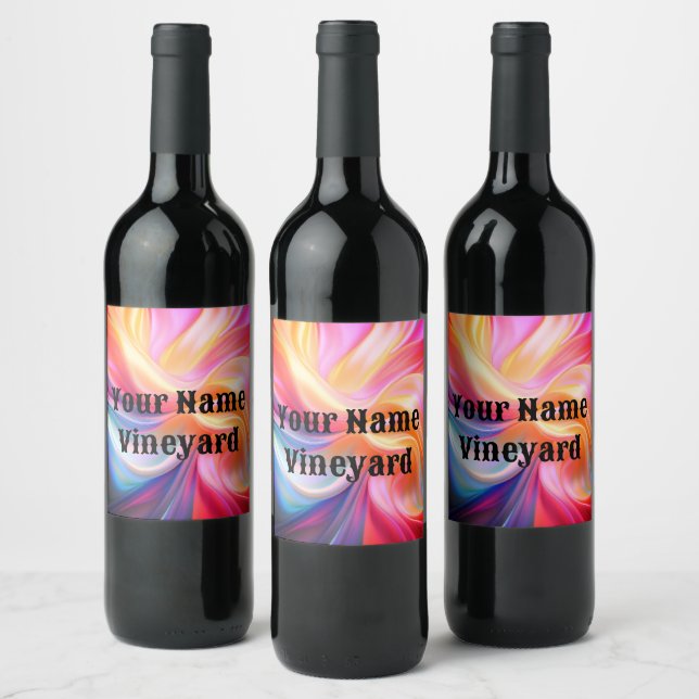 Colorful Pastel Silk Vinflaska Etikett (Flaskor)