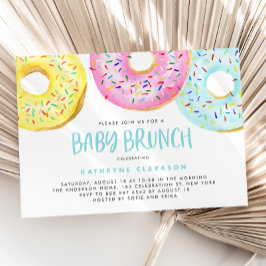 Colorful Pastel Sprinkle Donuts Baby Brunch Inbjudningar