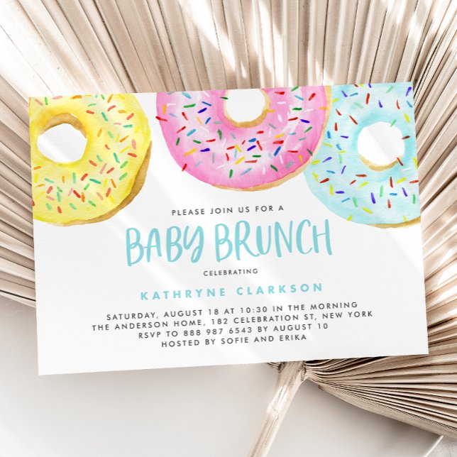 Colorful Pastel Sprinkle Donuts Baby Brunch Inbjudningar (Skapare uppladdad)