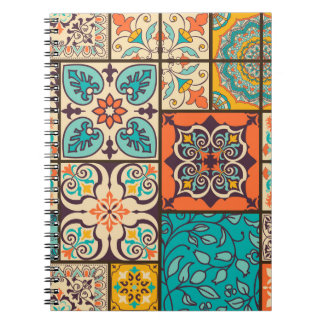 Colorful Patchwork Islamic Majolica Tile Anteckningsbok