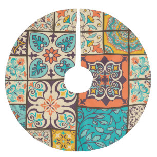 Colorful Patchwork Islamic Majolica Tile Julgransmatta Borstad Polyester