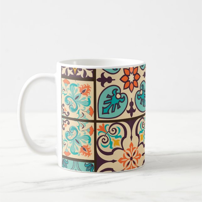 Colorful Patchwork Islamic Majolica Tile Kaffemugg (Vänster)