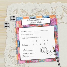 Colorful Patchwork Print Bunco Night Anteckningsblock