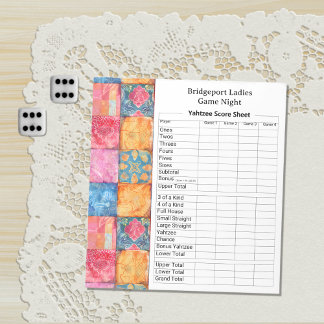 Colorful Patchwork Print Yahtzee Night Anteckningsblock