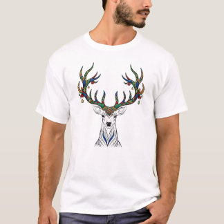 Colorful Pattern Deer Head Shirt | Boho Wildlife  T Shirt