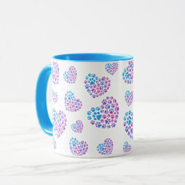 Colorful Paws in Hearts Mug Mugg