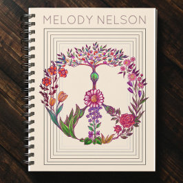 Colorful Peace Blommigt Cute Boho Hippie Wholesome Anteckningsbok