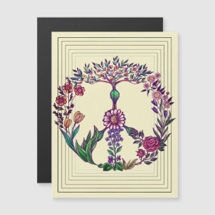 Colorful Peace Blommigt Cute Boho Hippie Wholesome Magnetisk Inbjudningskort
