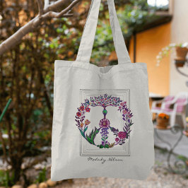 Colorful Peace Blommigt Cute Boho Hippie Wholesome Tygkasse