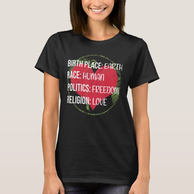Colorful Peace Proud Humanist T Shirt (Framsida)