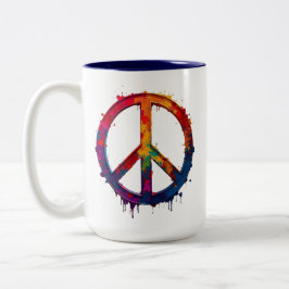 Colorful peace sign mug Två-Tonad mugg
