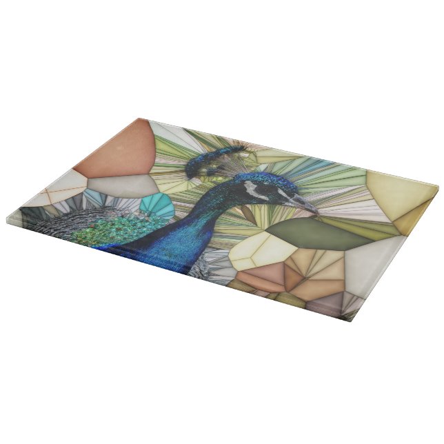 Colorful Peacock Mosaic Chopping Board (Hörn)