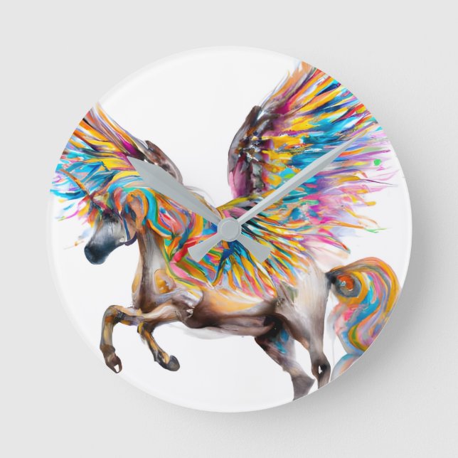Colorful Pegasus Rund Klocka (Framsida)