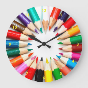 Colorful Pencils Stor Klocka
