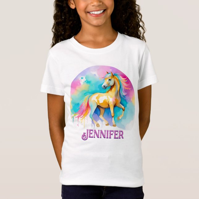 Colorful Personaized Spirit Pony 13 Barn T-Shirt (Framsida)