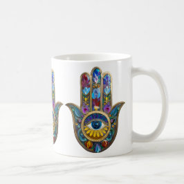 Colorful Petals Leaves Hamsa Sapphire Third Eye Kaffemugg