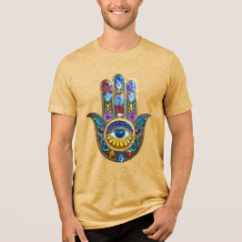 Colorful Petals Leaves Hamsa Sapphire Third Eye T Shirt