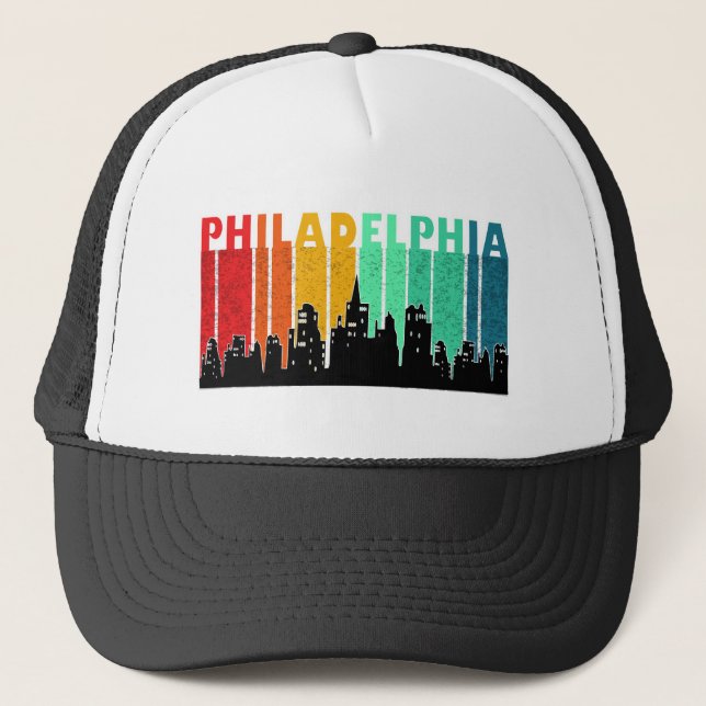 Colorful Philadelphia Retro Sunset Cityscape Keps (Framsida)