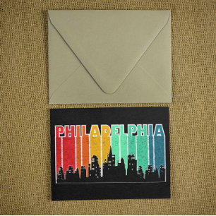Colorful Philadelphia Retro Sunset Cityscape Vykort