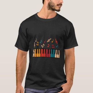 Colorful Piano Tangentbord Muscial Notes Jersey T Shirt