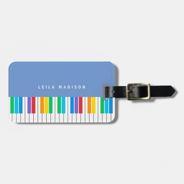 Colorful Piano Tangentbord Travel Bagagebricka (Horisontell Framsida)