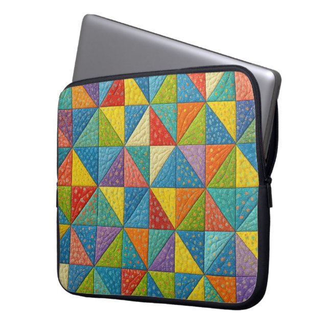 Colorful Pinwheel Quilt Design Laptop Fodral (Framsidan Vänster)