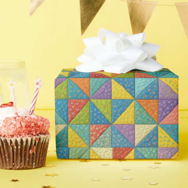 Colorful Pinwheel Quilt Design Presentpapper (Födelsedagsfest)