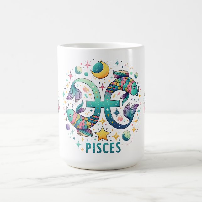 Colorful Pisces Zodiac Fish Astrology Kaffemugg (Center)